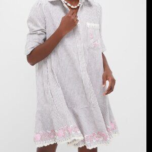 Tuckernuck Tan Stripe Embroidered Floral Callahan Shirt Dress